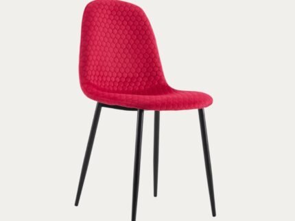 Chaise scandinave ALVEOLE assise en velours et pieds en acier - Meublei