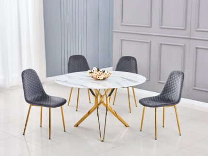 Table a manger en verre trempé et pieds en acier inoxydable - Meublei