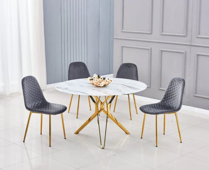 Table a manger en verre trempé et pieds en acier inoxydable - Meublei