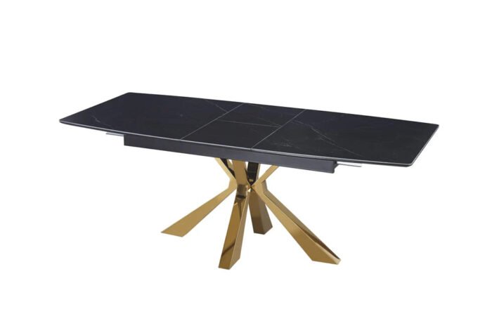 Table a manger extensible  en marbre et pieds métallique - Meublei
