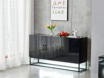 Buffet avec plateau en bois laqué et éclairage LED intégré - Meublei