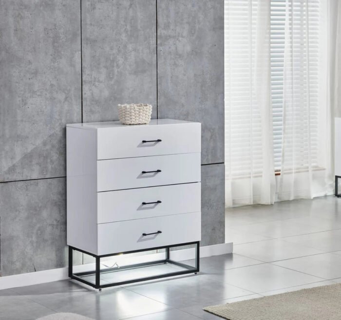 Commode avec finition laquée brillante et éclairage LED intégré. - Meublei