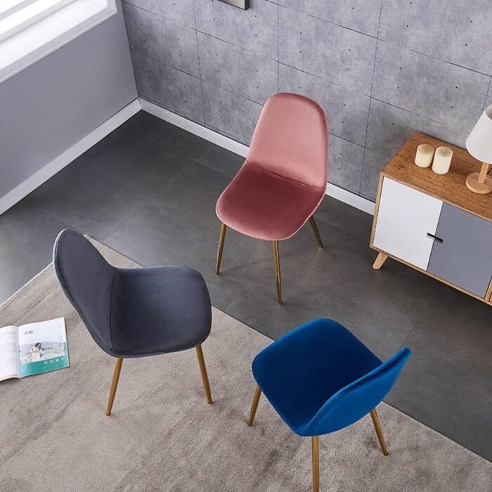 Lot de 4 Chaise Designs doré velours gris Pieds - Meublei