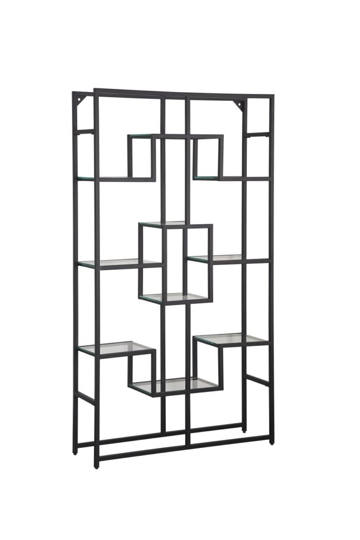Étagère Moderne en Structure Métallique avec Plateaux en Verre Trempé – 100 x 30 x 180 cm - Meublei