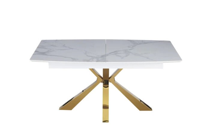 Table a manger extensible  en marbre et pieds métallique - Meublei