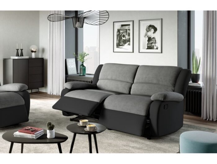 Canapé de relaxation avec 2 assises XXL en microfibre et simili - Meublei
