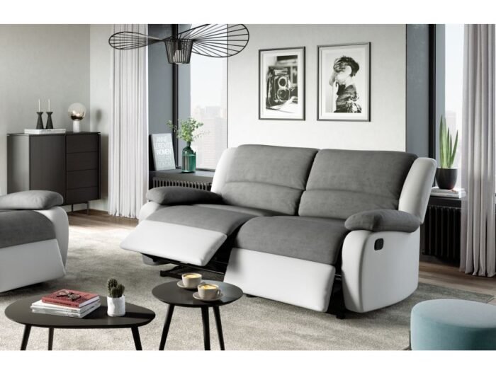 Canapé de relaxation avec 2 assises XXL en microfibre et simili - Meublei