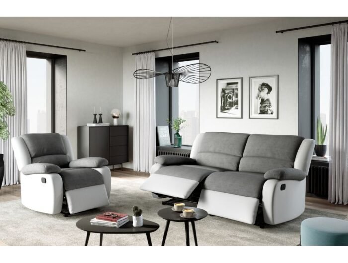 Canapé de relaxation 9121 avec 2 assises XXL en microfibre et simili - Meublei