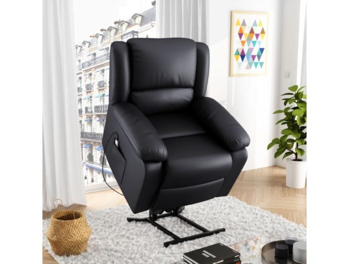 Fauteuil de relaxation électrique 9121 releveur, massant et chauffant en simili - Meublei