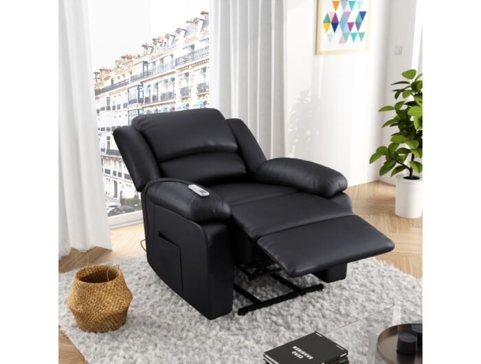 Fauteuil de relaxation électrique 9121 releveur, massant et chauffant en simili - Meublei
