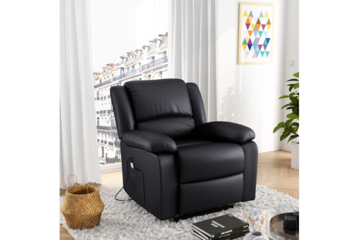 Fauteuil de relaxation électrique 9121 releveur, massant et chauffant en simili - Meublei