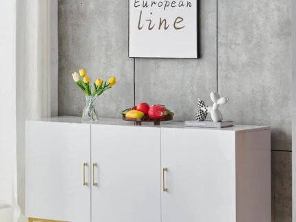 Buffet avec plateau en bois laqué et éclairage LED intégré - Meublei