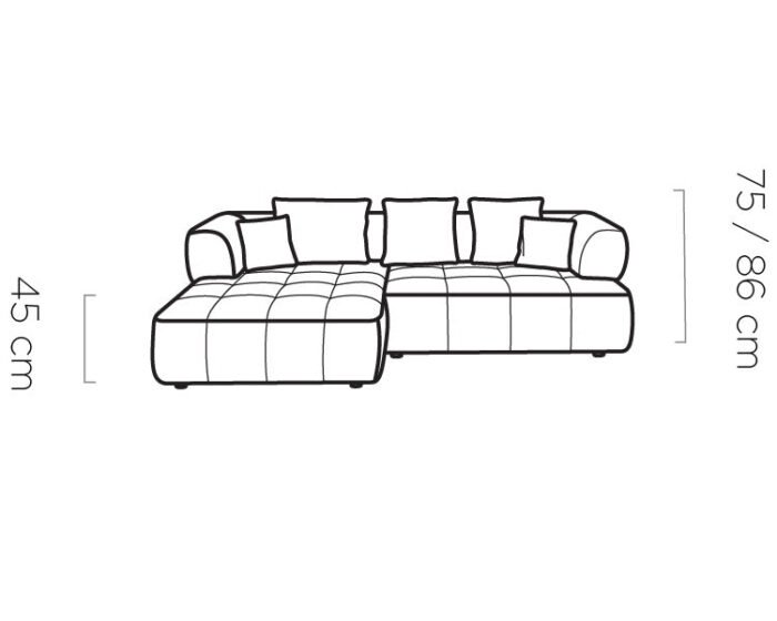 Canapé d’angle avec réglage électrique de l’assise (réglable de 0 à 17 cm) - Meublei