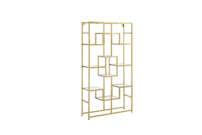 Étagère Moderne en Structure Métallique avec Plateaux en Verre Trempé – 100 x 30 x 180 cm - Meublei