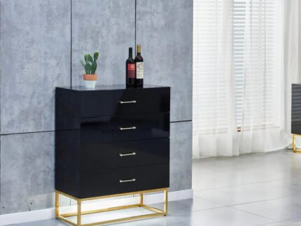 Commode avec finition laquée brillante et éclairage LED intégré. - Meublei