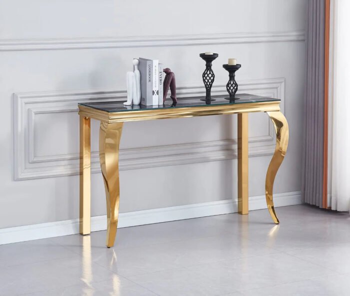 Console  en marbre blanc ou noir  structure doré ou argenté - Meublei