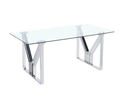 Table a manger en verre trempé et pieds en acier - Meublei