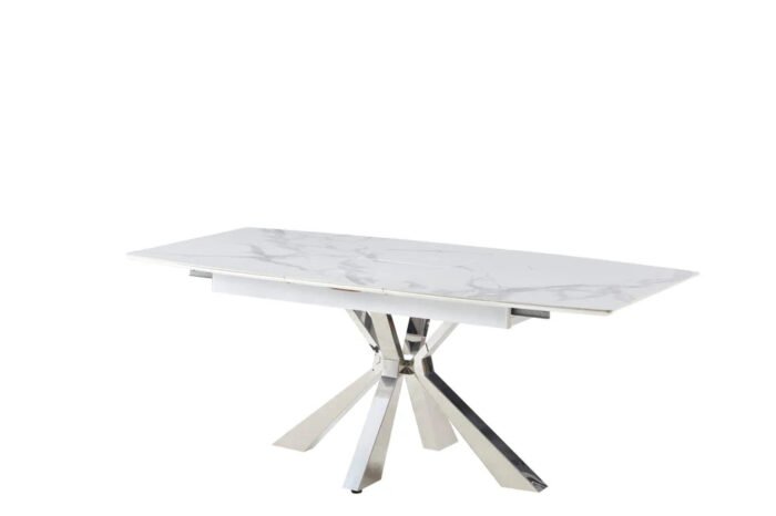 Table a manger extensible  en marbre et pieds métallique - Meublei