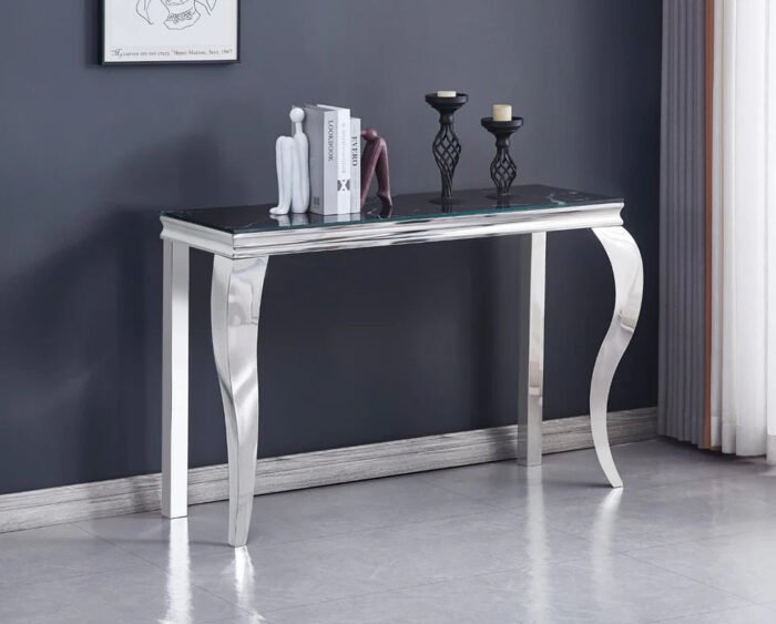 Console  en marbre blanc ou noir  structure doré ou argenté - Meublei