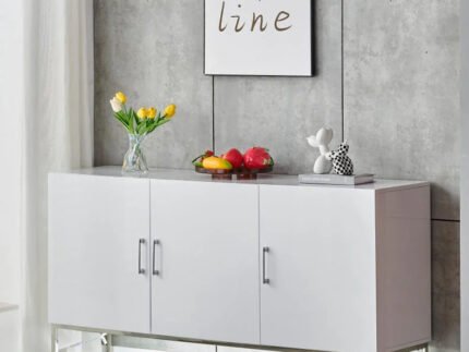 Buffet avec plateau en bois laqué et éclairage LED intégré - Meublei