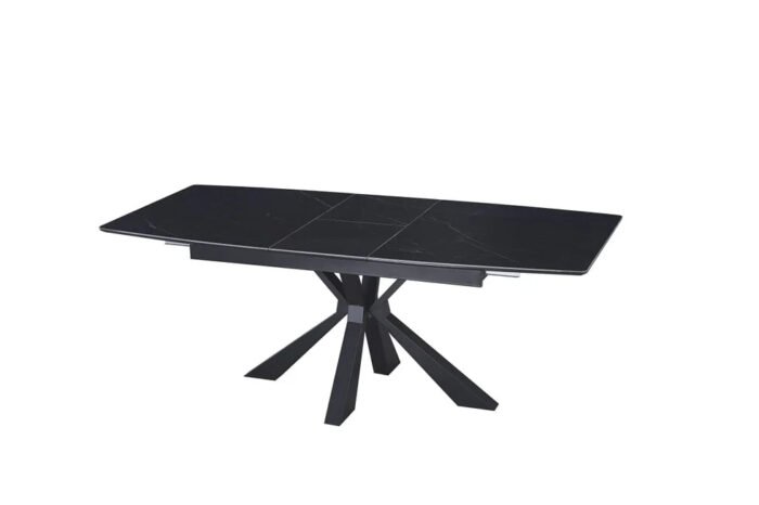 Table a manger extensible  en marbre et pieds métallique - Meublei