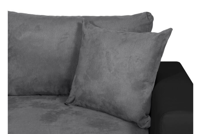 Canapé panoramique U PLUS convertible avec 2 coffres et 2 poufs en simili et microfibre - Meublei